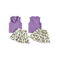 thumbnail image 2 of BemeyourBBs Toddler Baby Girl Mardi Gras Outfit Carnival Summer Clothes Sleeveless Lapel Collar Solid Color/Striped Vest Tank Tops Pleated Skirt Set, 2 of 9