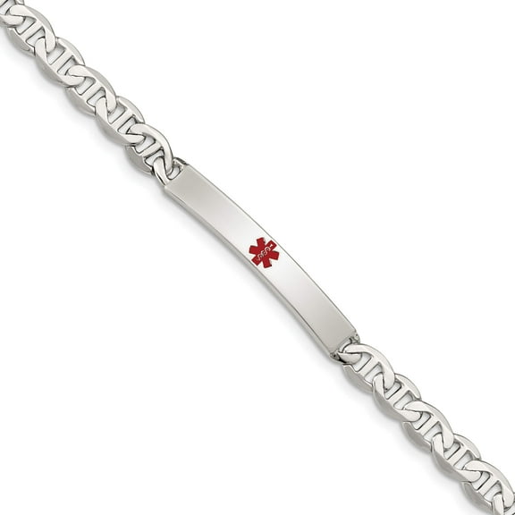 Sterling Silver Polished Medical Anchor Link Id Bracelet (7.5 X 5) Made In India xsm158-7.5