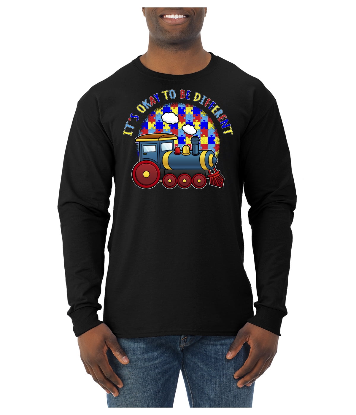 Wild Bobby Its Okay to Be Different | Train Autism Awareness Men Long Sleeve Shirt