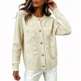 thumbnail image 5 of Bnwani Womens 3D Floral Embroidered Cardigan Sweaters Casual Sweater Coat for Autumn Winter Daily Wear White XL, 5 of 5