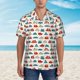 thumbnail image 2 of Fotbe Artoon Car Camisa Hawaiana para Hombre Unisex – Camisa Casual de Verano con Botones de Manga Corta de Algodón y Lino,Large, 2 of 7