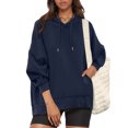 thumbnail image 2 of kamemir Womens Hoodies Plus Size Women's Casual Long Sleeve Color Tops Crewneck Sweatshirts Cute Loose Fit Pullover with Pockets(Blue,M), 2 of 6