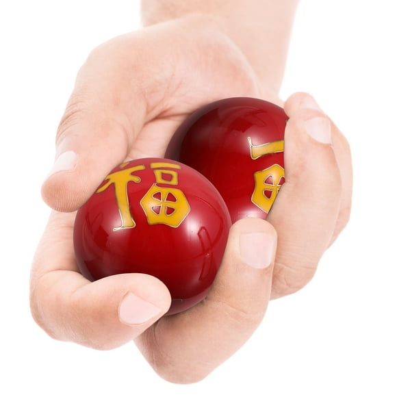 OULII Elegant Handmade Red Hand Massage Balls for Relaxation and Finger Dexterity