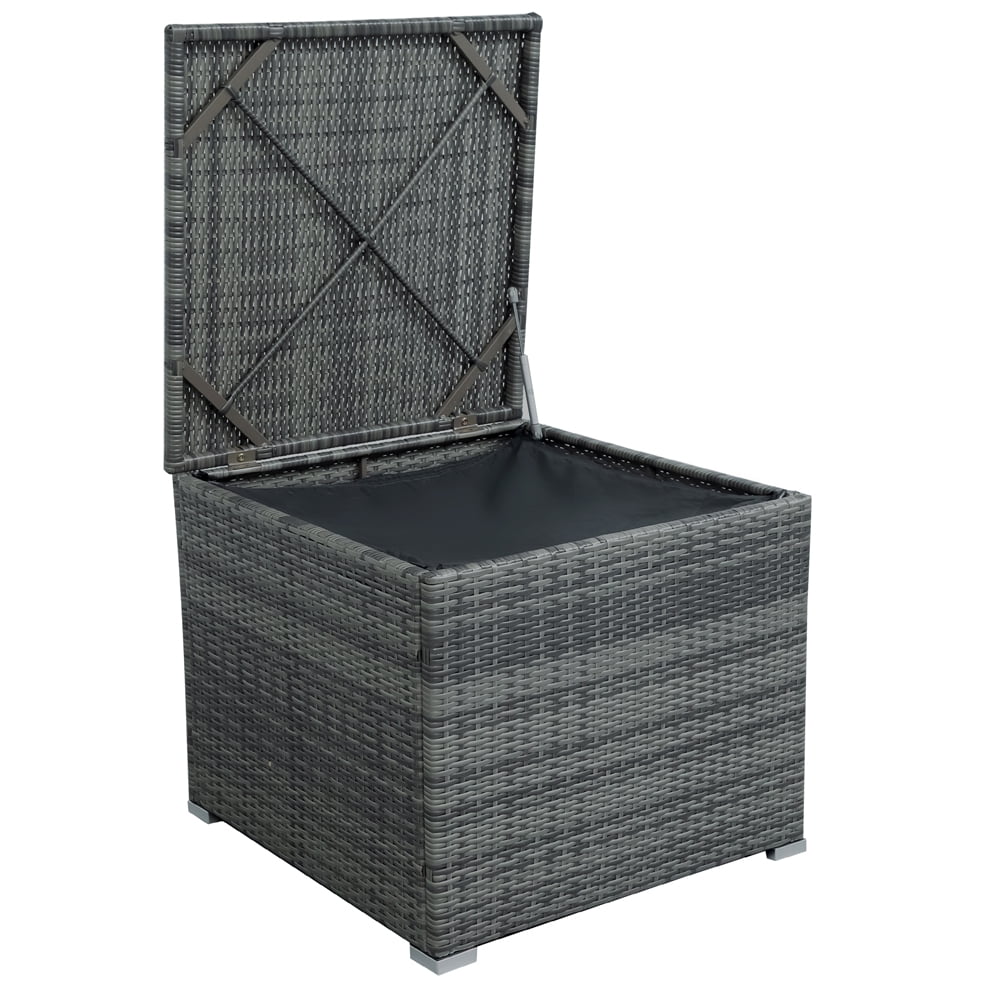 Patio Sofa Furniture Set, 4 Piece Wicker Outdoor Conversation Sets, Sectional Sofa Furniture Sets with Storage Box and Table, Patio Backyard Porch Balcony Deck Furniture Sets, JA2630