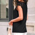 thumbnail image 4 of Womens Lace Tops Pleated Short Sleeve Shirts Summer Business Casual Dressy Blouses Black 2XL, 4 of 7