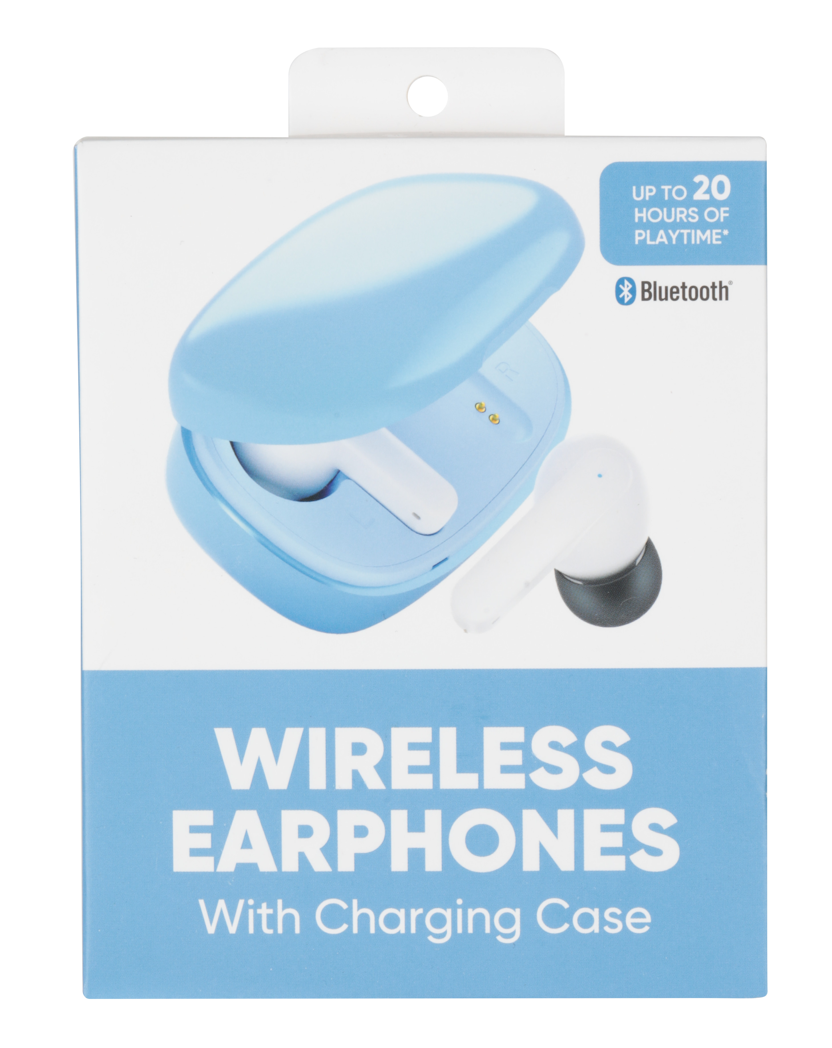 Wireless Bluetooth Earbuds with Charging Case, Glossy Blue, 20 Hours Playtime