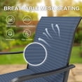 thumbnail image 5 of Memoryfield Outdoor Swivel Bar Stools Set of 2, Bar Height Patio Chairs with High Back & Armrests, Textilene Fabric Bar Stools for Patio, Deck, Backyard & Garden, Blue, 5 of 7