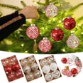 thumbnail image 1 of Fiudx Juego de Bolas Navideñas, Diseño Transparente Pintado, Copos de Nieve Rojos y Blancos con Detalles de Lentejuelas, Elegante Decoración para Árbol, Decoración para Fiestas, Tamaño 8,5 Cm, Juego, 1 of 7