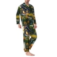 thumbnail image 2 of Picia Cozy Cottage Lakeside Sunset Pattern Men’s Long-Sleeve Sleepwear Set - Soft 2-Piece Loungewear with Pockets, Comfy PJs for Relaxing Nights-Small, 2 of 7