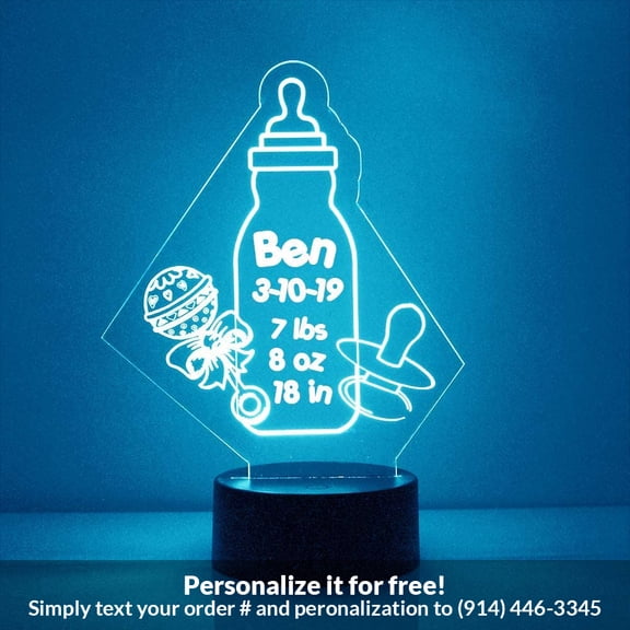 Mirror Magic Store Baby Bottle and Rattle Color Changing Personalized LED Light with Remote Control