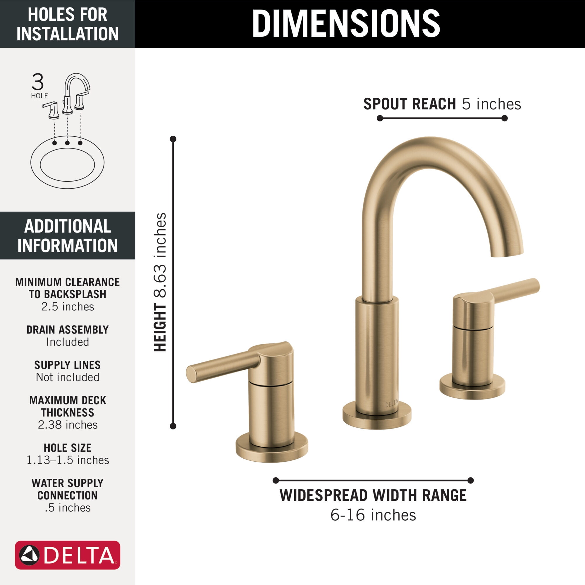 Delta Nicoli: Two Handle Widespread Bathroom Faucet