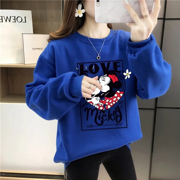 Disney-Sudadera con capucha de Mickey y Minnie Mouse para niñas, camisas gruesas de cuello redondo, manga larga Y2K, novedad de 2023