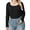 Black, variant on Weardear Plus Size Tops for Women Slim Fit Square Neck Ribbed Knit Tunic Shirts Long Sleeve Basic T-Shirt
