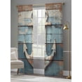 thumbnail image 4 of Vintage Anchor Sheer Curtains for Living Room Bedroom Retro Farmhouse Nautical Wooden Sheer Curtains 96 Inch Long 2 Panels Set Light Filtering Curtain Window Treatments Drapes for Dining Room, 4 of 6