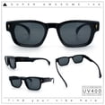thumbnail image 2 of Gentlemanly Hipster Narrow Rectangle Horn Rim Mens Plastic Sunglasses All Black, 2 of 8