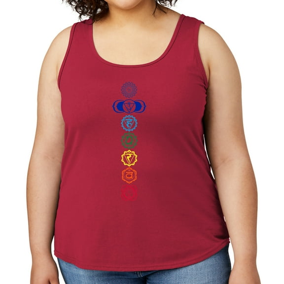 Women's Colored Chakras Yoga Mid-weight Tanktop, Medium Red
