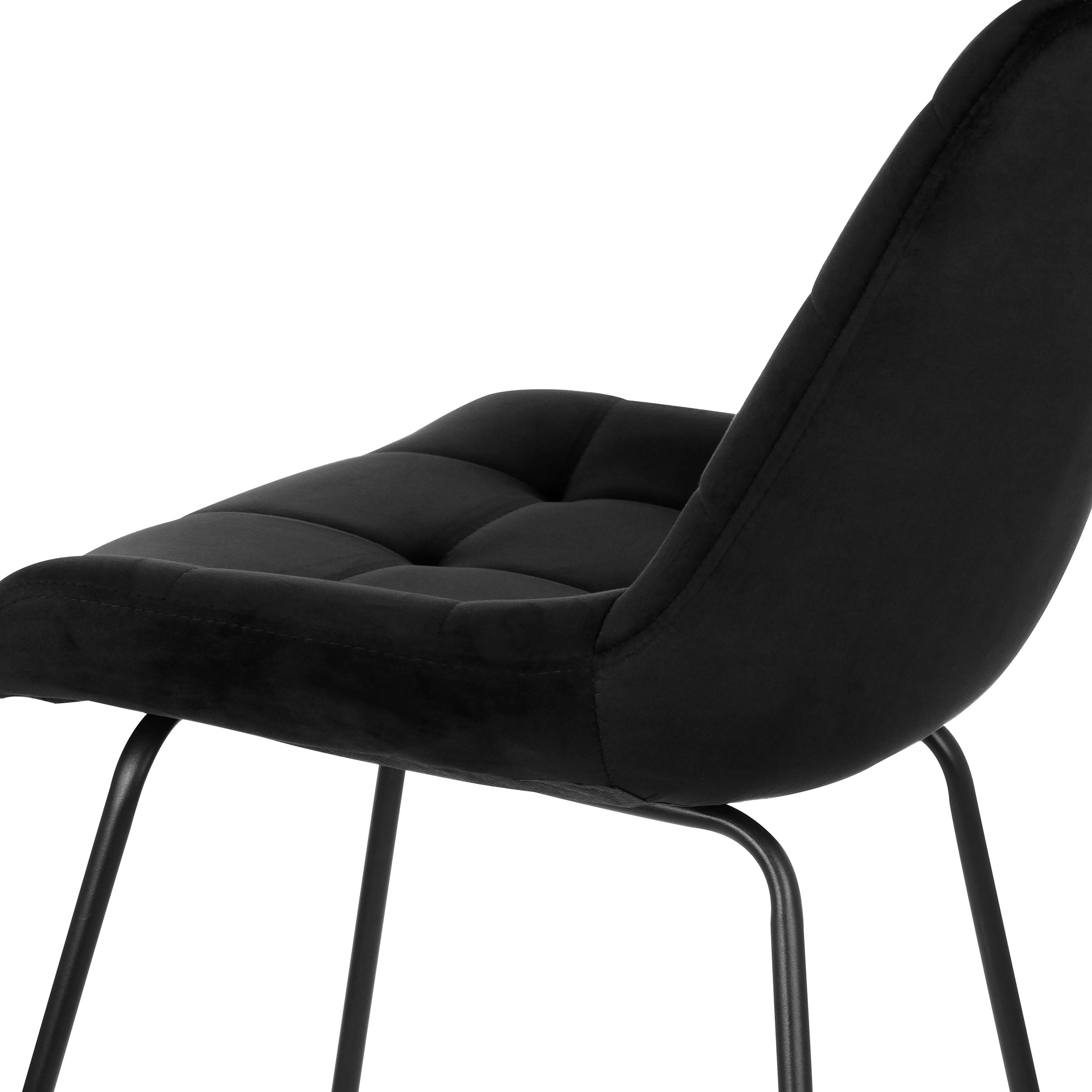 Elama 2 Piece Velvet Tufted Chair in Black with Metal Legs