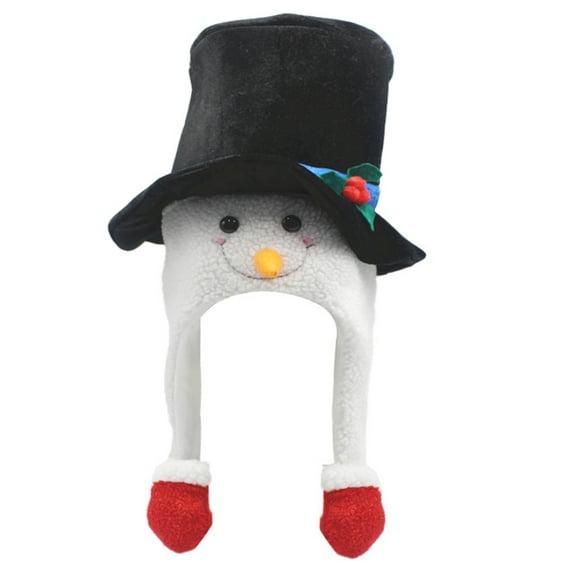 Funny Christmas Hat Snowman Hat Christmas Party Hat Navidad Props New Year Christmas Top Hat with Snowman Earflap