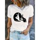 thumbnail image 1 of Camiseta Para Mujer De Verano Con Cuello Redondo Para Mochilero, Viajes, DesplazamientosCreative Rabbit Gesture Pattern Printed Women'S Trendy Round Neck Short Sleeve, Simple Casual Sports T-Shirt,, 1 of 7