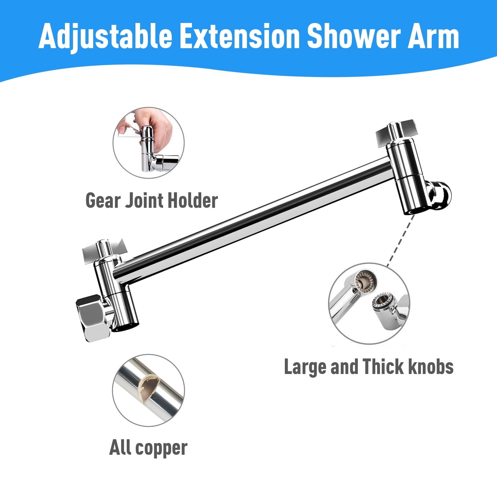 IUSU 8-Setting High Pressure Shower Head, 11.8 inch Rain Shower Head with Handheld and Hose Silver