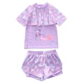 thumbnail image 2 of HUAXUN Girls Swimsuit 2 Piece Swim Set,Short Sleeve Swimsuit Top and Bottoms,Comfortable Quick-Dry Stretchy Swimwear for Pool Beach Summer Water Sports(Purple2,2-3 Years), 2 of 4