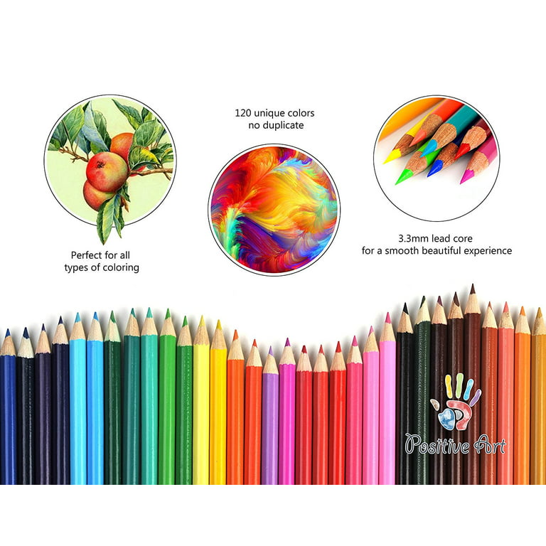 Positive Art Colored Pencils120 Unique Colors Premium Pre-Sharpened