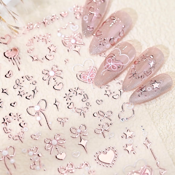 Pegatinas para decoración de uñas WBRRFJJ, diseño romántico de San Valentín, oro rosa
