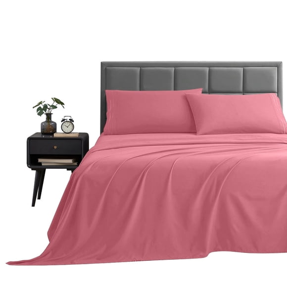 Sábana Queen Size Microfibra Lisa Ultra Suave PALO ROSA