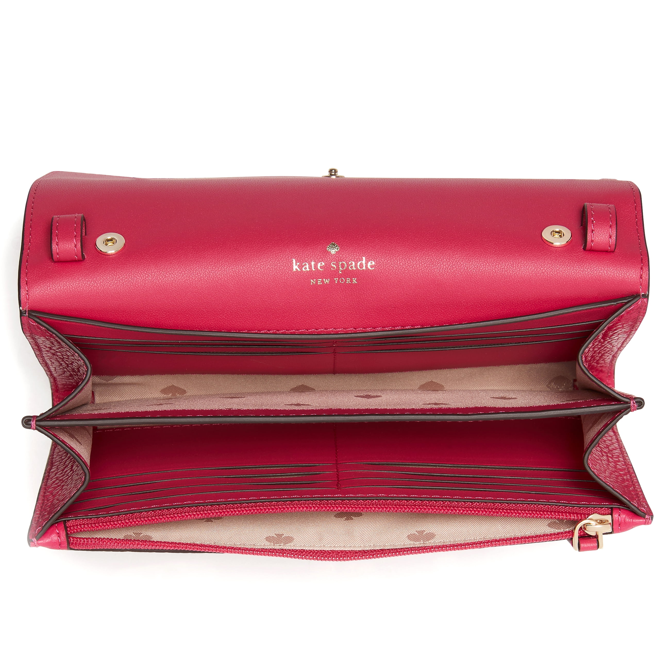 Kate Spade New York Women's Pebbled Leather Small Wallet Crossbody Bag (Pink Ruby)