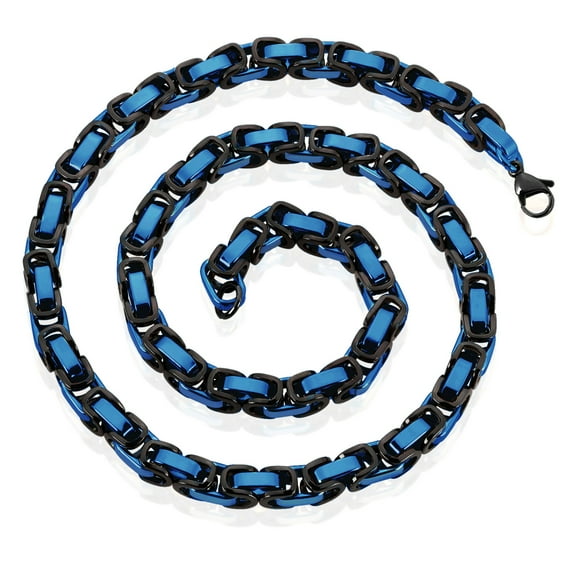 West Coast Jewelry Men's Two Tone Steel Byzantine Chain Necklace (8mm) - 24"