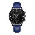 thumbnail image 1 of Reloj para hombre. Reloj de negocios ultrafino de cuarzo, color negro y plateado, con correa de cuero, color azul, 1 of 1