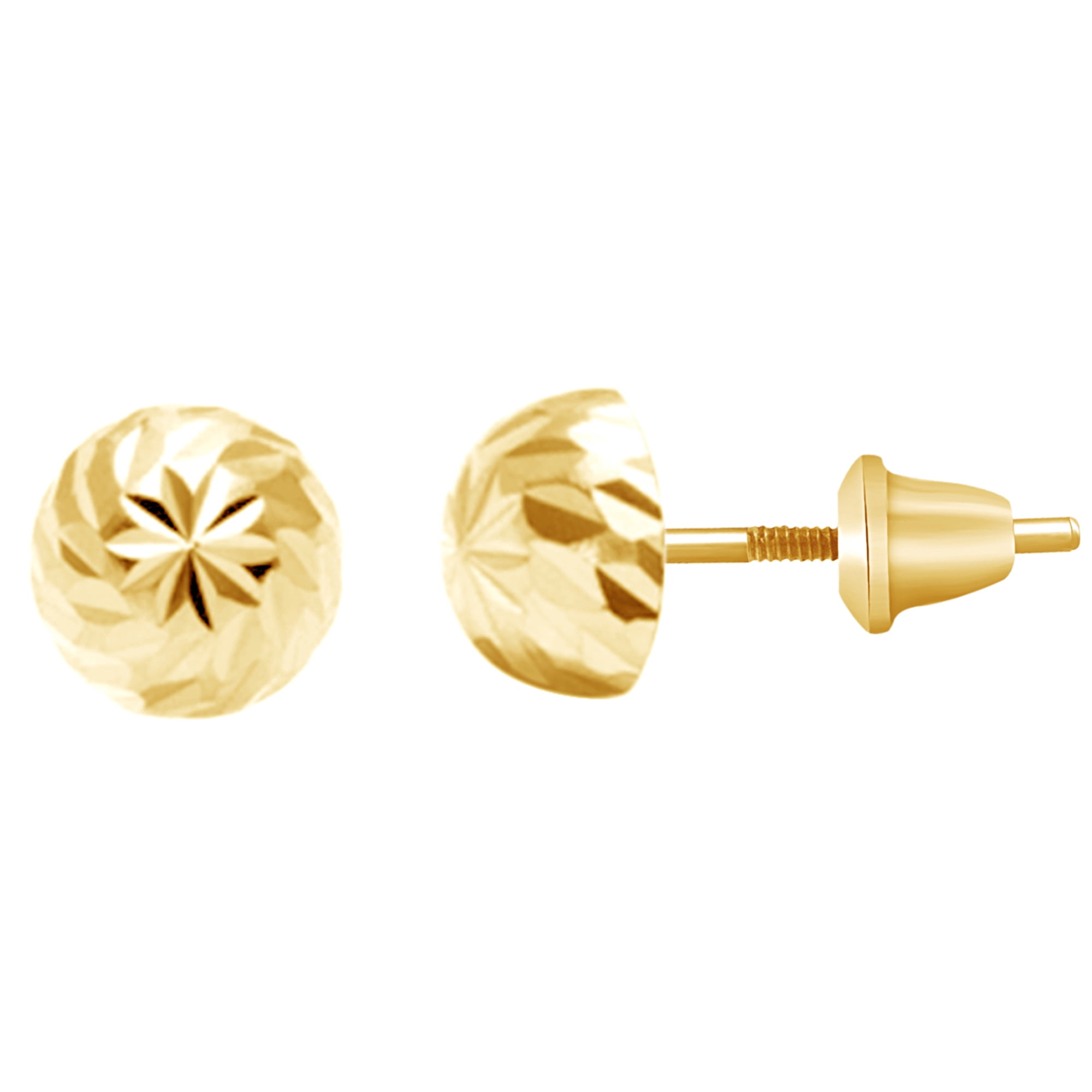 Jewel Zone US Diamond Cut Children's /Baby Stud Earrings 14k Yellow