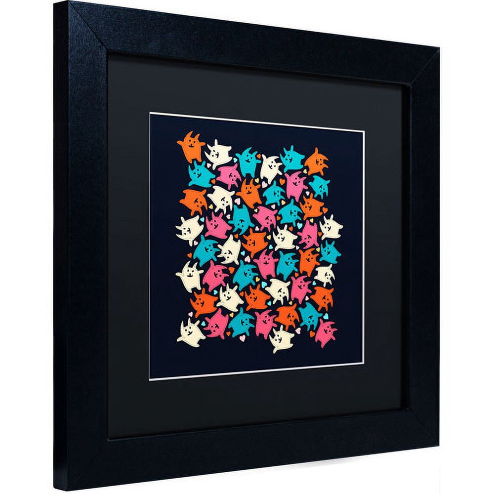 Trademark Fine Art "Tiny Tumbling Kittens" Canvas Art by Carla Martell, Black Matte, Black Frame