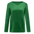 thumbnail image 3 of Women's Casual Solid Color Velvet Round Neck Long Sleeve T Shirt Top Short Sleeve Sports Shirts Athletic Women Casual Tops Women Summer Compression Shirt Woman Woman Shirts Short Sleeve for Women, 3 of 6