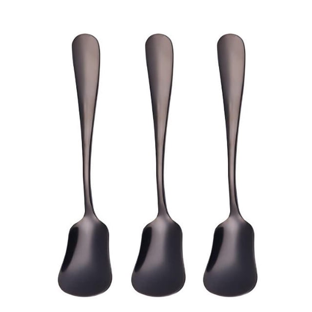 Hoshen 3 cucharas de helado de acero inoxidable de 5,3 pulgadas, cuchara de acero inoxidable para té, azúcar, espresso, cuchara para agitar, perfecta para bebidas frías, postres, fiestas, color negro