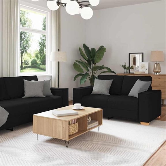 Bowery Hill Contemporary 3 Pc Sofa Set with Cushion in Black