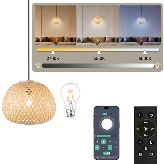 Vine woven pendant light remote control model(not include bulb)