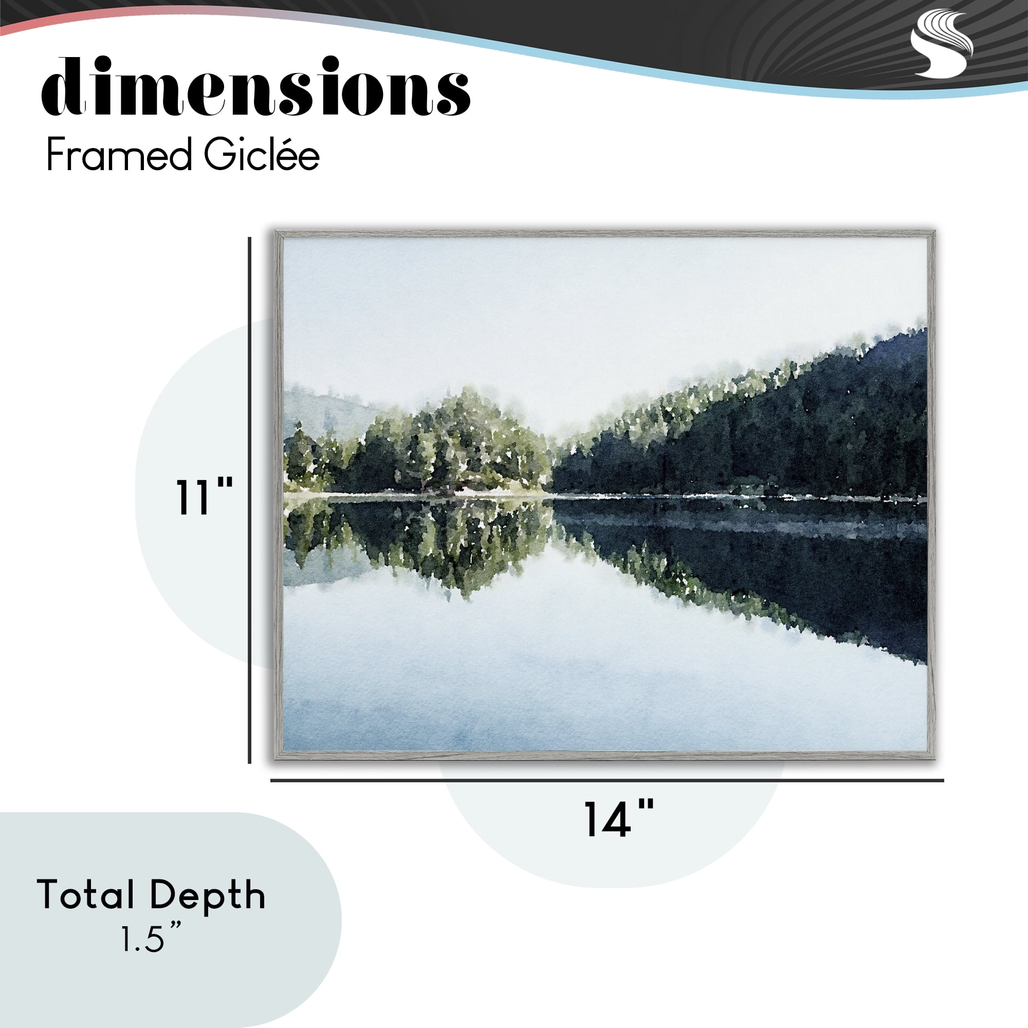 Stupell Industries Blue Lake Reflections Gray Framed Giclee Art, design by Kim Curinga