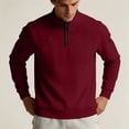 thumbnail image 5 of ZUBKTE Men's Quarter Zip Cotton Pullover Lightweight Mock Neck Sweatshirt Casual Long Sleeve Shirts M-3XL, 5 of 7