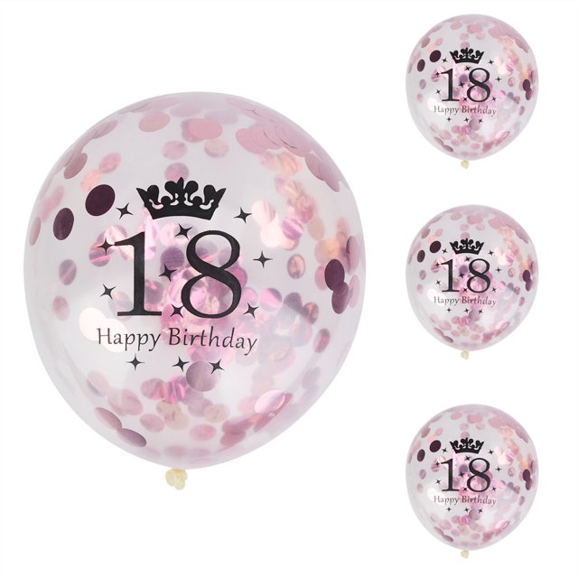 10 globos de látex de 12 pulgadas, globos de corona transparentes impresos para cumpleaños (oro rosa 18)