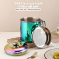 thumbnail image 3 of WWS-Rainbow Bacon Grease Container with Strainer 47oz/1.4L, Titanium Colorful Plating Stainless Steel Oil Storage Container with Fine Mesh Strainer Dust-Proof for Storing Frying Oil, 3 of 4