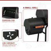 Royal Gourmet 30 Charcoal Barrel Grill with Offset Smoker, Adjustable Grates and Thermometer