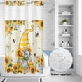 thumbnail image 2 of No Hook Shower Curtain, Sunflower Gnomes Shower Curtains for Bathroom with See Through Top Window, Yellow Sunflower Vintage Leaves Bee Waterproof & Washable Bath Curtain Small Stall 36"x78", 2 of 9