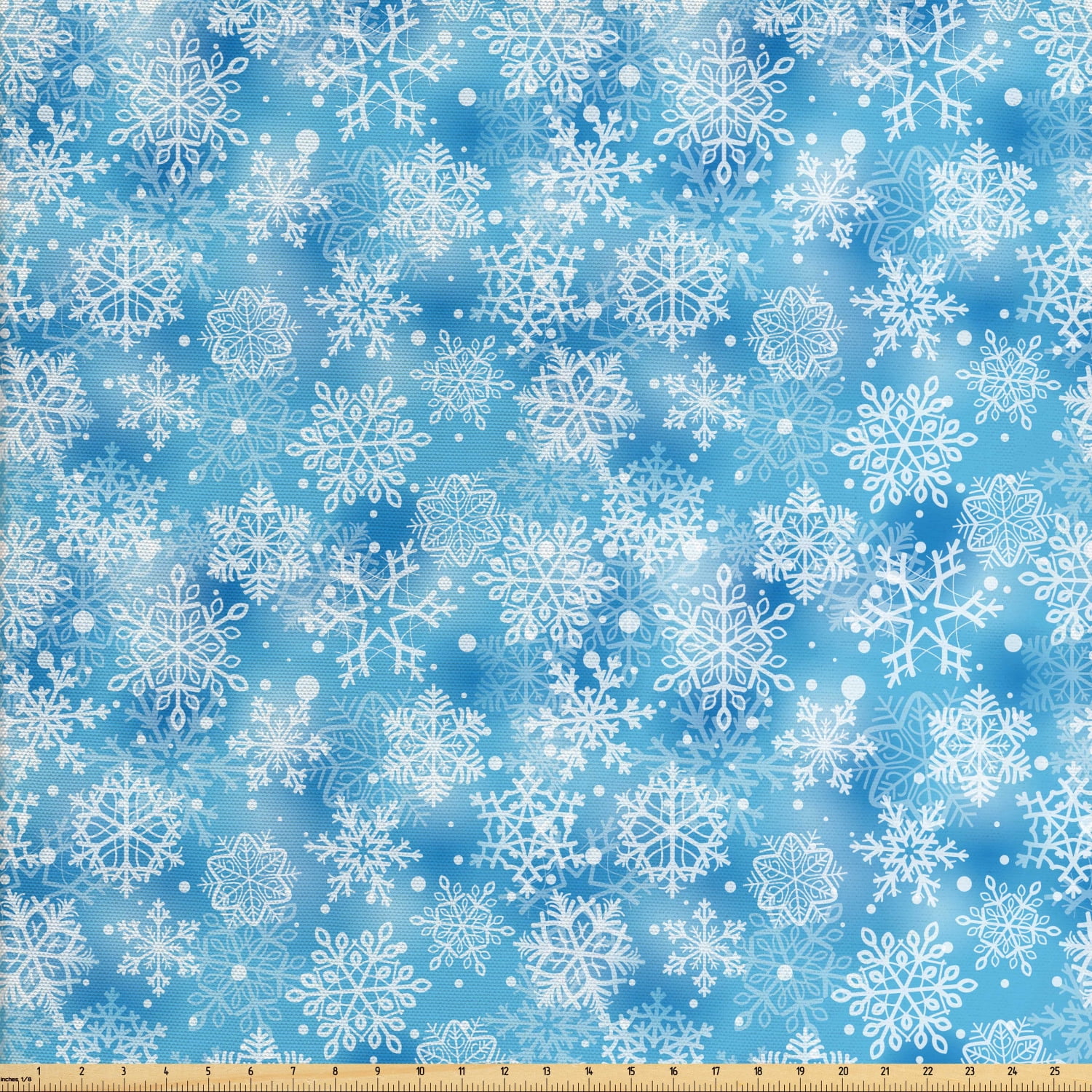 Snowflake Fabric by The Yard, Pattern of Winter Motifs Cold Weather