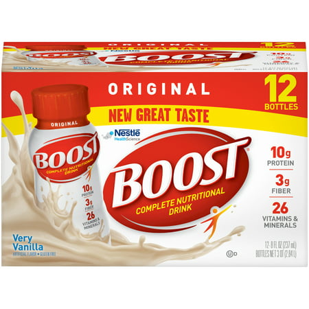 Boost Original Complete Nutritional Drink, Very Vanilla, 8 fl oz Bottle, 12