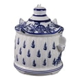 thumbnail image 6 of Round Bird Feeder for Garden or Yard Decor and Outside Display - Ceramic Hanging Bird House Design for Outdoor, Window or Floor - Decorative Bath Feeder for Garden Styling - 8", White & Blue, 6 of 11