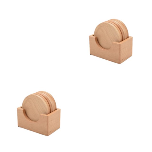 Inteprter 6 piezas - Marcas de agua caliente en la con estos posavasos de agua caliente funcionales y elegantes Posavasos de Juego de posavasos haya 2Conjunto