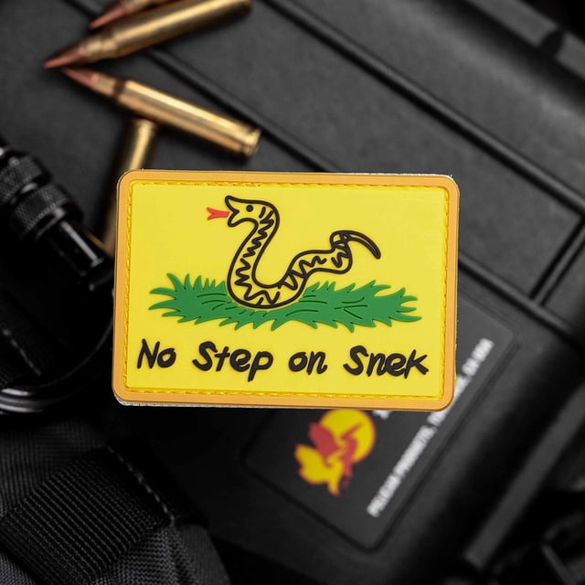NEO Tactical Gear - No Step On Snek Yellow PVC Rubber Tactical Morale Patch - Hook Backed With Loop Fastener Backing Attachment