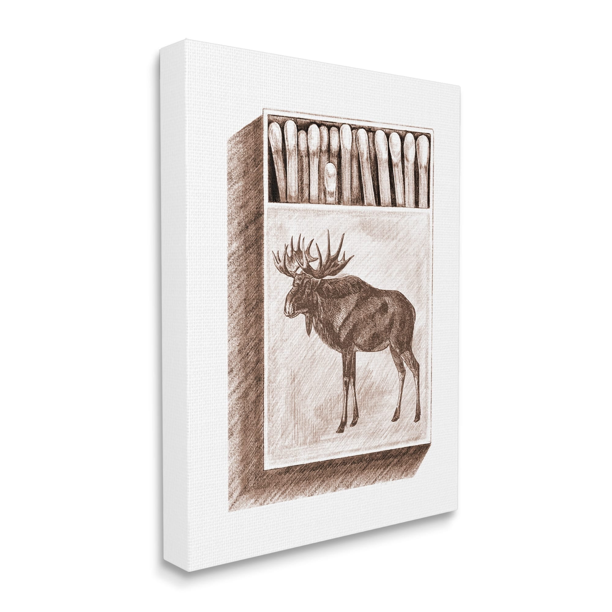 Stupell Industries Wild Moose Matchbook Sketch Animals & Insects Painting Gallery Wrapped Canvas Print Wall Art