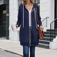 thumbnail image 2 of Towmus Women Full Zip Up Hoodie Plain Hoodies for Womens Casual Fleece Knee Length Tunic Sweatshirts Fall Winter Jackets Tops with Pockets, 2 of 9